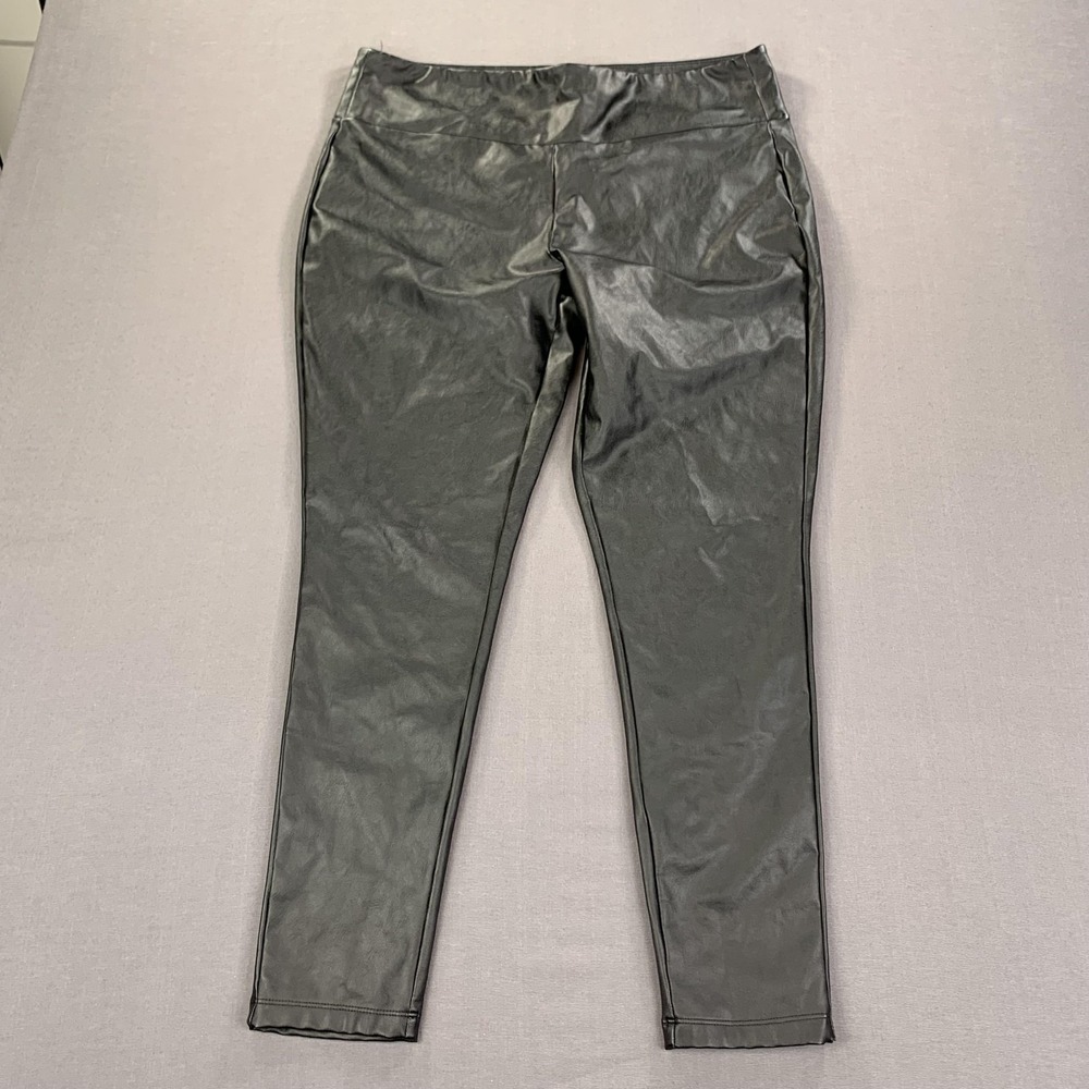 Kendall + Kylie Leggings Womensβ XL Black Faux Leather PU Coated Stretch Pull-On